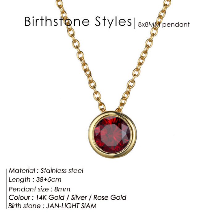 Cross-Border Hot-Selling Fashion Simple Versatile December Round Hao Stone Collarbone Chain Stainless Steel Necklace Jewelry Wholesale