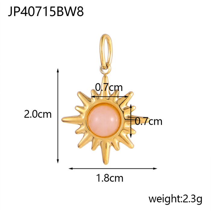 Fashion Colorful Faceted Natural Stone Red Vein Stone Classic DIY Eight-Pointed Star Element Stainless Steel Pendant Accessories Wholesale