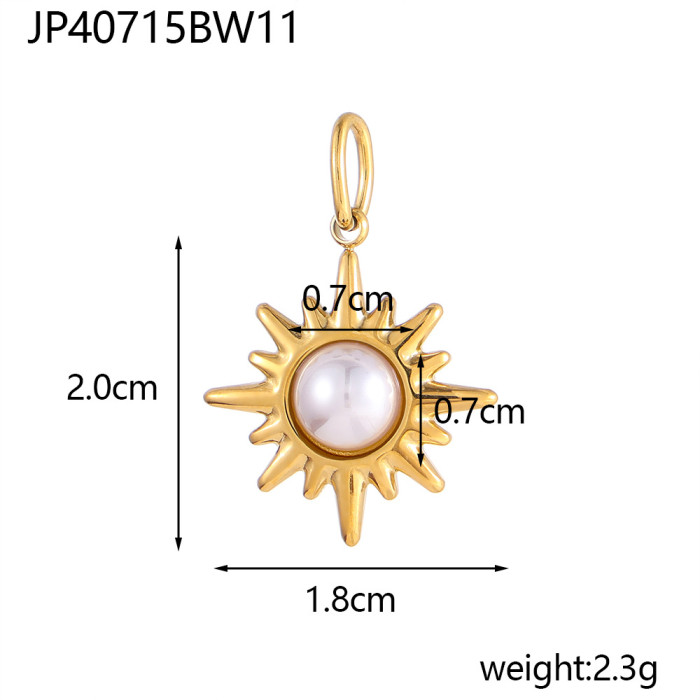 Fashion Colorful Faceted Natural Stone Red Vein Stone Classic DIY Eight-Pointed Star Element Stainless Steel Pendant Accessories Wholesale