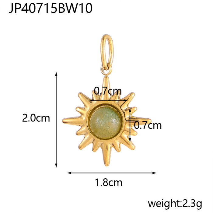 Fashion Colorful Faceted Natural Stone Red Vein Stone Classic DIY Eight-Pointed Star Element Stainless Steel Pendant Accessories Wholesale