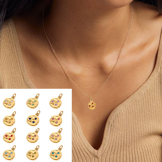 Round Tag with Multi-color Rhinestones Accessories Pendant DIY Jewelry Necklace Matching Accessories