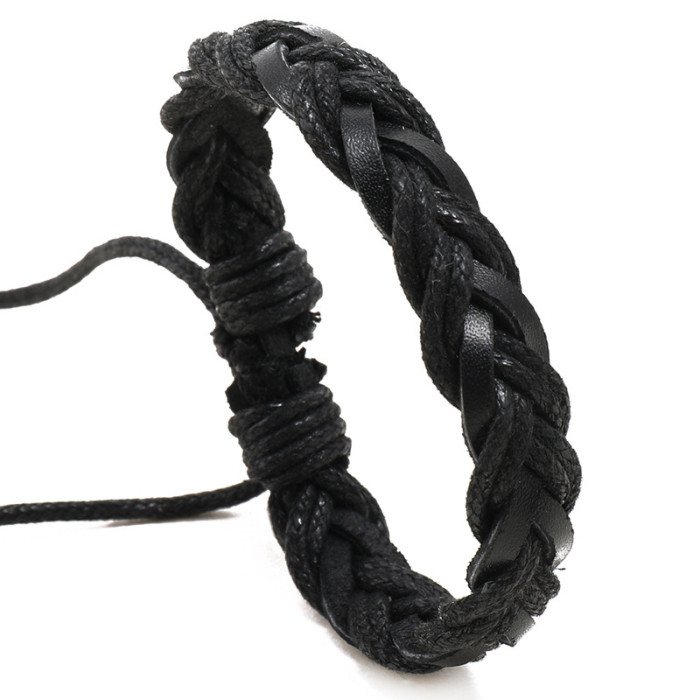 Simple Handmade Woven Multi-layer Cowhide Bracelet for Couples, Unisex, Versatile, Personalized Korean Fashion Retro...