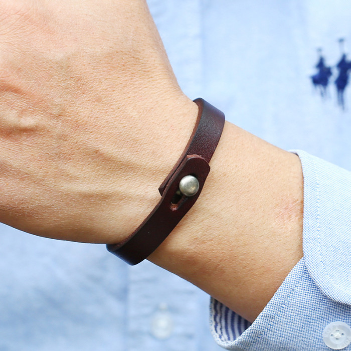 Punk Retro Ethnic Style Handmade Genuine Leather Bracelet Personality Versatile Cowhide Bracelet Couple Artistic Inte...