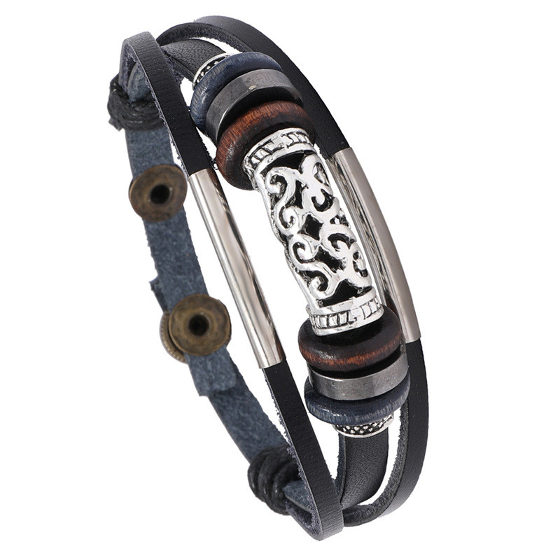 New Woven Men's Leather Bracelet Personalized Design Korean Style Student Simple Retro Trendy Wristband Internet Celebrity Accessories
