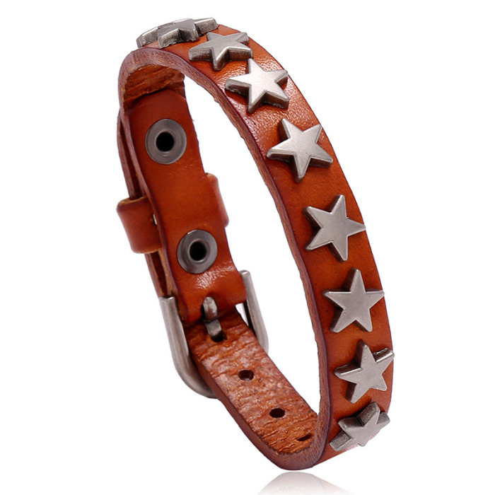 eBay Amazon Punk Retro Accessories New Five-Pointed Star Leather Bracelet Bar Street Dance Accessories