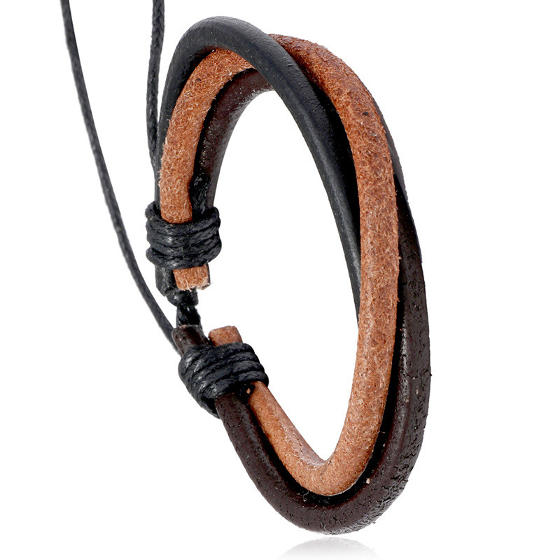 European and American Fashion Wish Cross-Border Hot-Selling Jewelry Wholesale Retro Multi-Layer Woven Men's and Women's Leather Bracelet One Piece Dropshipping