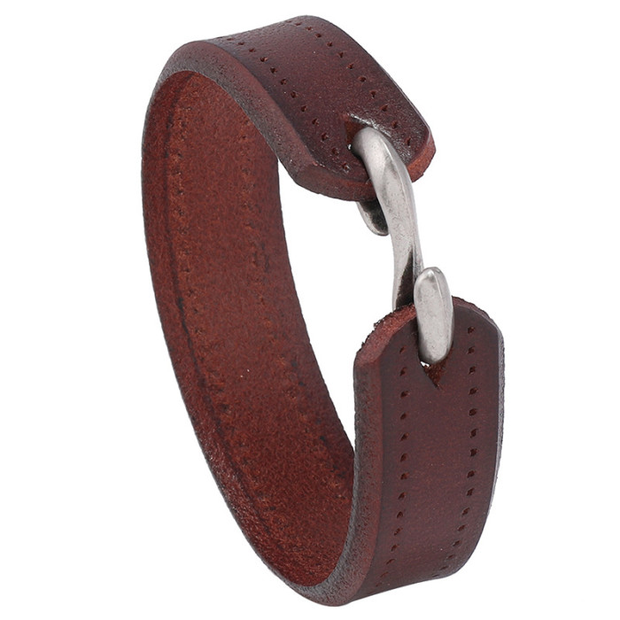 Simple Versatile S Hook Retro Men's Leather Bracelet Fashion Trendy Men's Bracelet Smooth Personalized Cowhide Bracelet
