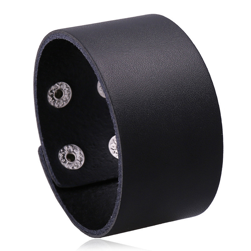 Factory Direct Supply Punk Smooth Leather Bracelet Simple Personality Men's Leather Bracelet Cross-Border E-commerce Source