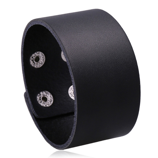 Factory Direct Supply Punk Smooth Leather Bracelet Simple Personality Men's Leather Bracelet Cross-Border E-commerce Source