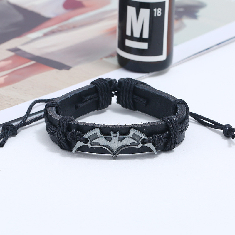 Cross-Border Hot-Selling New Model Woven Cowhide Alloy Bracelet Cross-Border E-Commerce Source Anime Peripheral Accessories Leather Bracelet