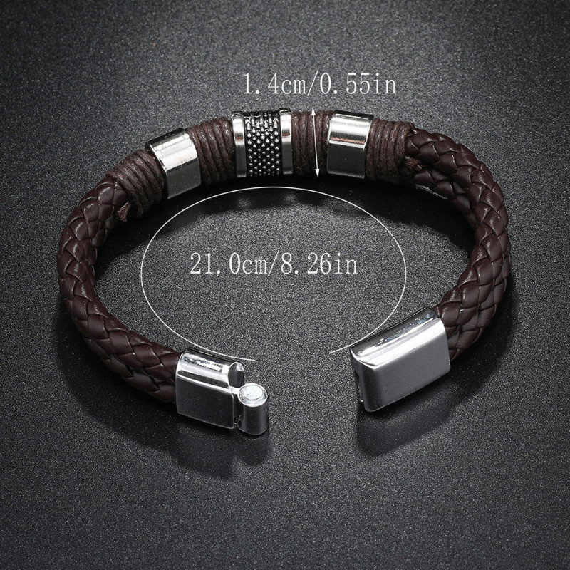 Punk Factory Direct PU Woven Bracelet Cross-Border One-Piece Dropshipping Magnetic European and American Men's Simple Leather Bracelet