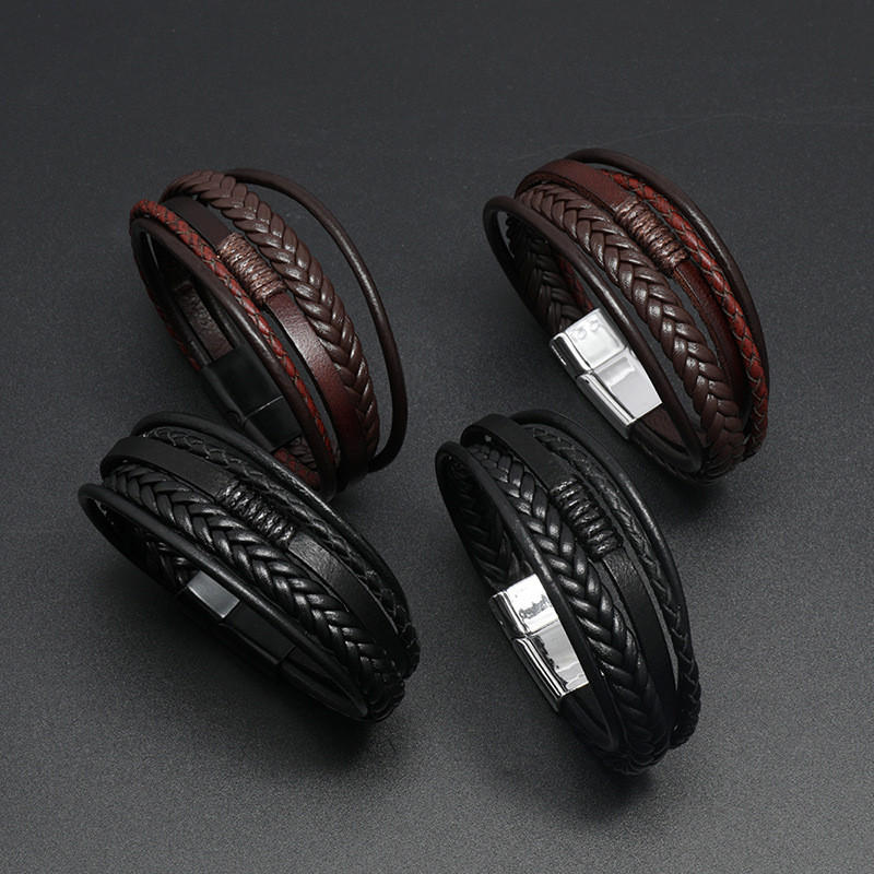 Cross-Border Hot-Selling Jewelry Simple Hand-Woven Multi-Layer Leather Bracelet European and American Fashion Trendy Jewelry Men's Bracelet