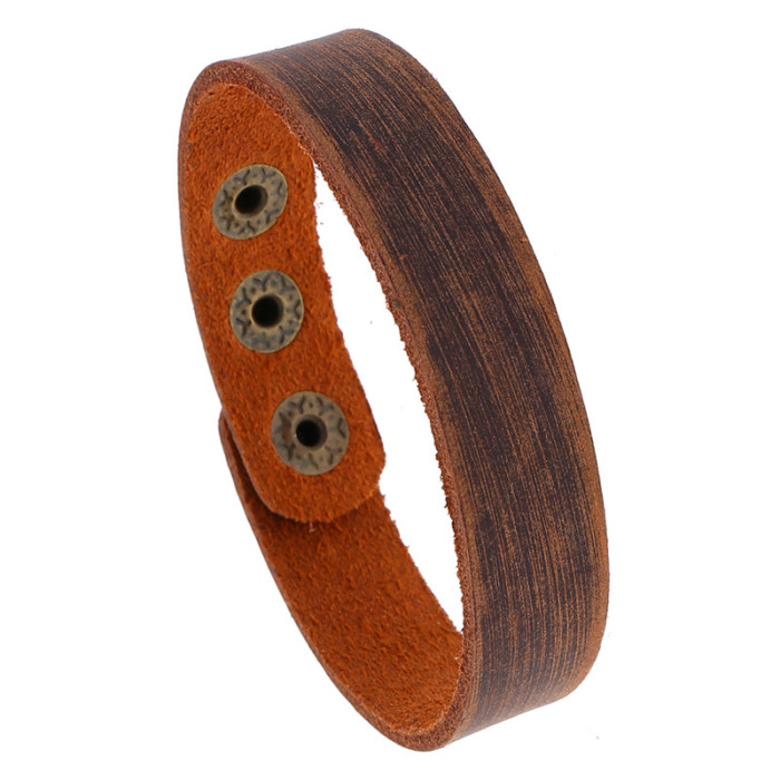 Punk Factory Direct Sale Simple Retro Cowhide Bracelet New Style Jewelry Smooth Leather Bracelet One Piece Dropshipping