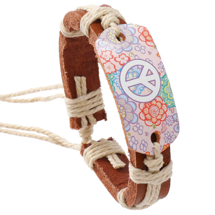 New Accessories Simple Hand-Woven Unisex Flower Leather Bracelet Personality Hot-Selling Couple Bracelet