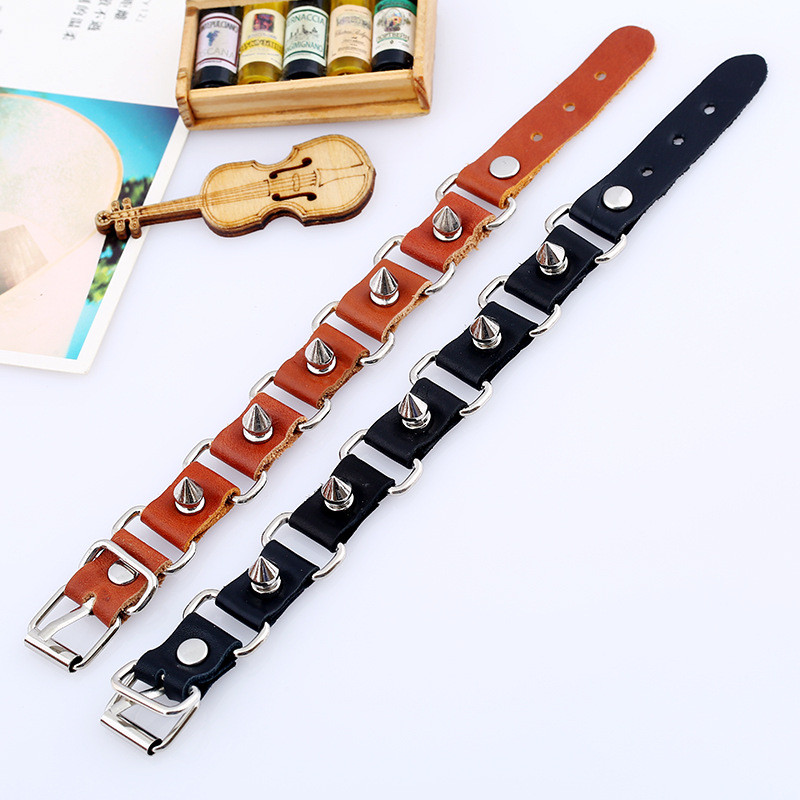 European and American Cross-Border Jewelry Simple New Style Cowhide Bracelet Punk Personality Accessories Trendy Men's Motorcycle Leather Bracelet