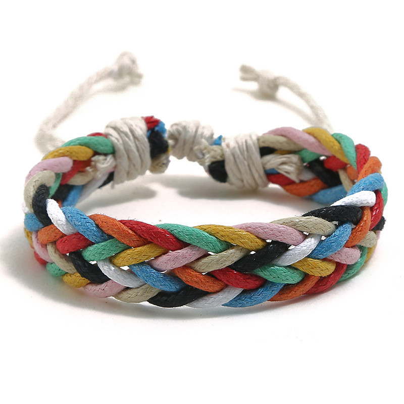 New Colorful Wax Thread Couple Bracelets Ethnic Style Handmade Woven Bracelets Simple Casual Fresh Student Bracelets