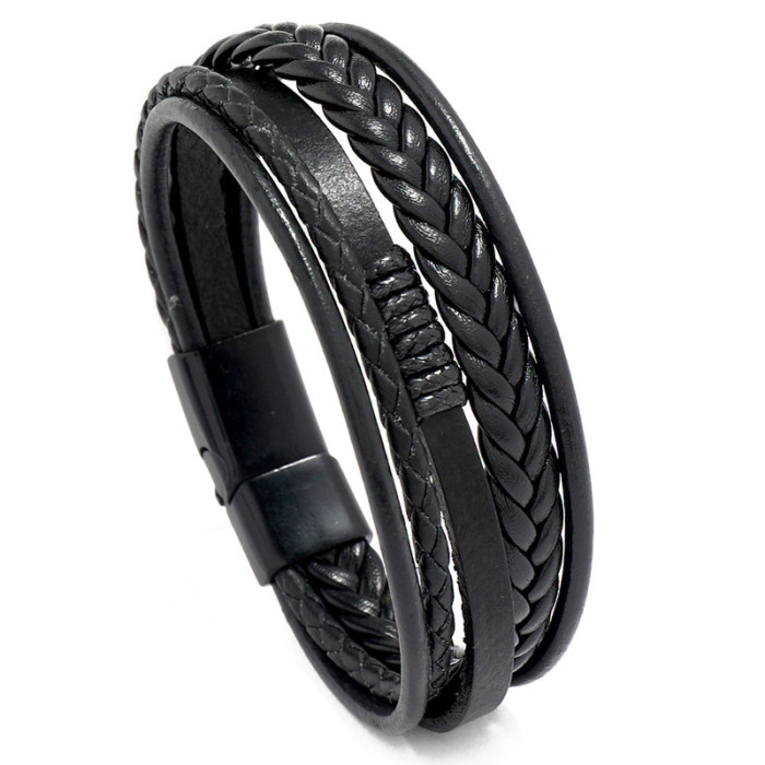 Hot-Selling Jewelry Simple Hand-Woven Multi-Layer Leather Bracelet Fashion Trendy Jewelry Men's Bracelet