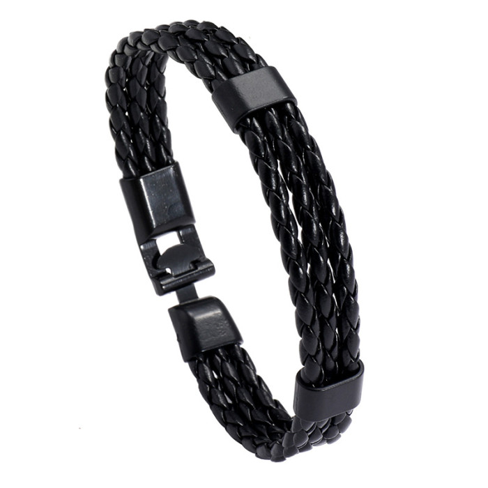 Hot-Selling Vintage Leather Multi-Layer Alloy Braided Leather Bracelet Punk Jewelry Wholesale