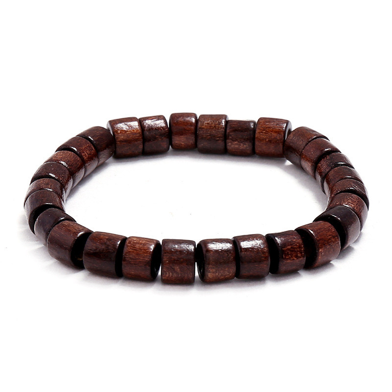 Factory Direct Supply Personalized Simple Beaded Single Circle Buddhist Beads Wooden Beads Bracelet Artistic Retro Multi-color Elastic Bracelet Wholesale