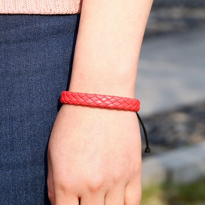 European and American Fashion Trendy Accessories Simple Adjustable Pull Leather Bracelet for Men and Women Internet Celebrity Style Woven Student Bracelet