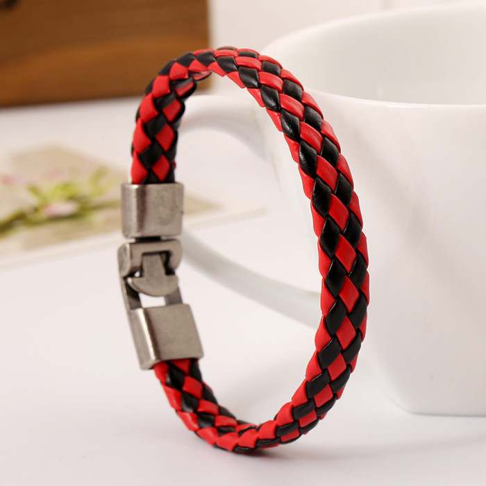 Punk Manufacturer Wholesale Simple Woven Leather Bracelet Fashion Fresh Colorful Buckle Bracelet Jewelry