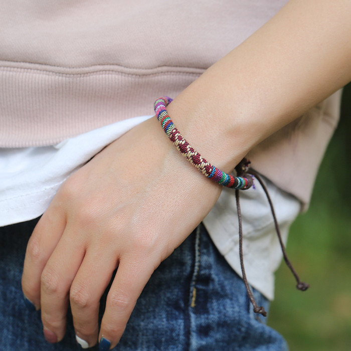 Bohemian Ethnic Style Woven Bracelet for Women Simple Versatile Nepal Colorful Hand Rope Jewelry Yiwu Small Commodities