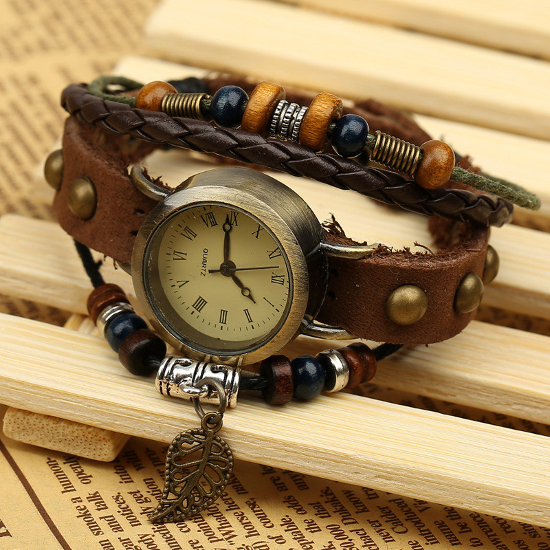 Minimum Order of Two Pieces Factory Direct Genuine Leather Bracelet Watch Retro Cowhide Bracelet Watch Alternative Fashion Hot Sale Recommendation