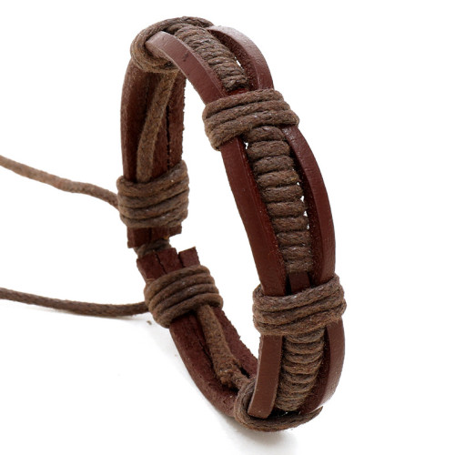Punk Factory Direct Sale Simple Handmade Woven Leather Bracelet European and American Retro Men's Bracelet Cross-Border Jewelry