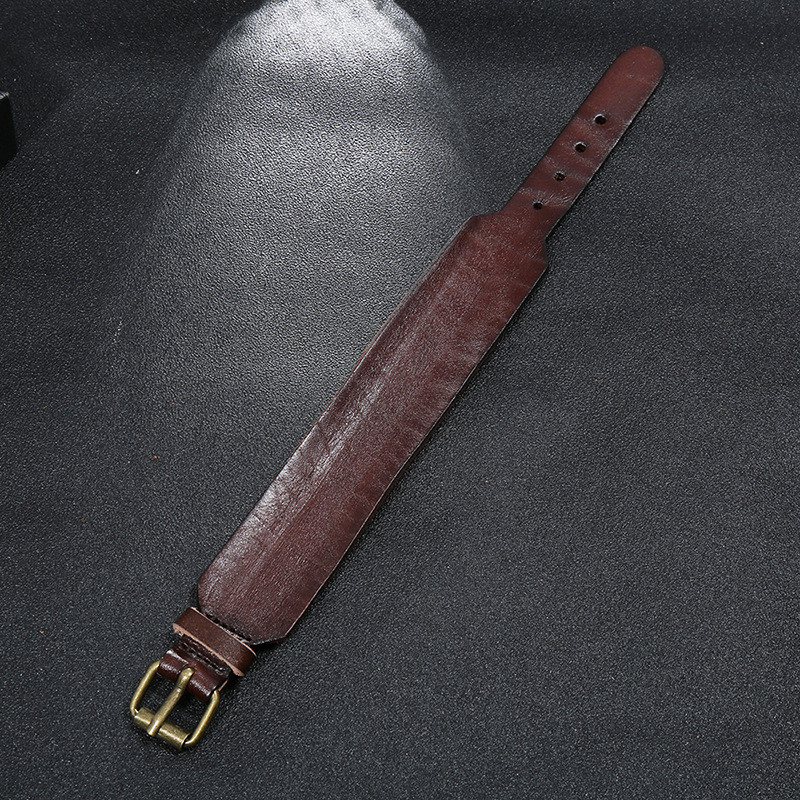 Punk Factory Direct Sale European and American Retro Cowhide Bracelet Creative Simple Men's Punk Genuine Leather Bracelet Cross-Border Supply