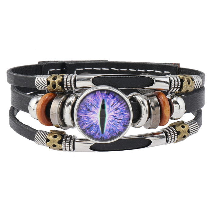 New Style Jewelry Amazon Hot-Selling Eye Leather Bracelet Creative Handmade Beaded Devil's Eye Bracelet
