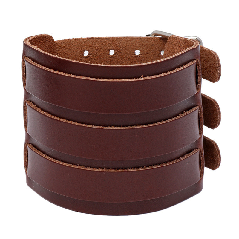 European and American Men's Motorcycle Punk Style Accessories Personality Trend Retro Leather Bracelet Hand Jewelry Cross-Border Hot-Selling Accessories