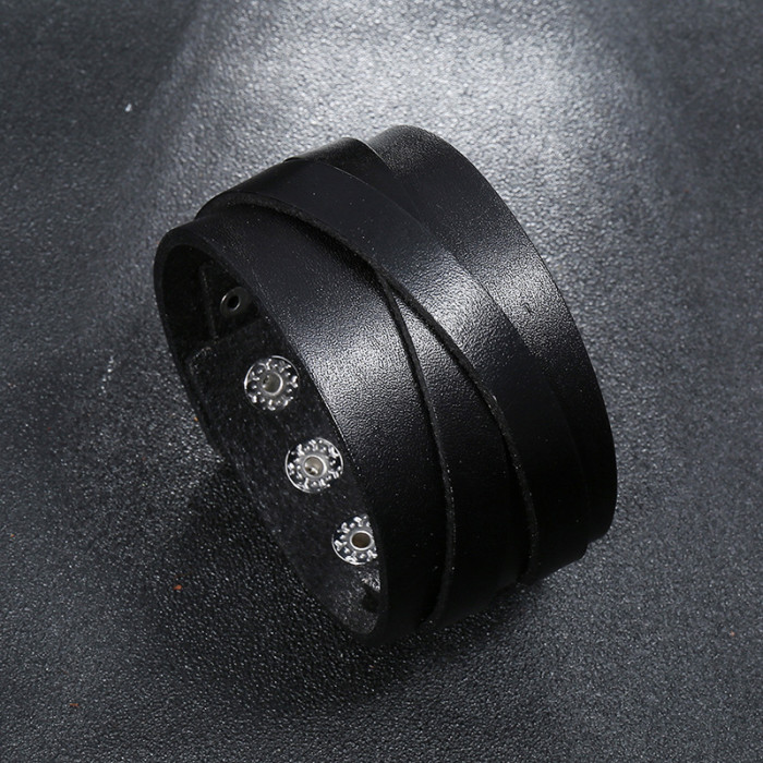 Punk Factory Direct Sale Retro Cowhide Bracelet Creative Simple Men's Punk Style Leather Bracelet Supply