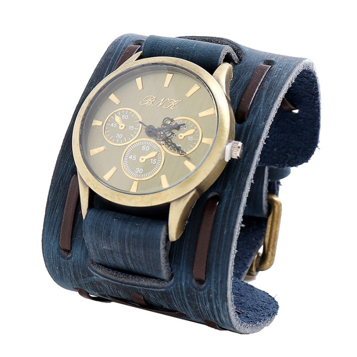 Hot-Selling Vintage Woven Leather Bracelet Watch Wide Punk Men's Watch Bracelet
