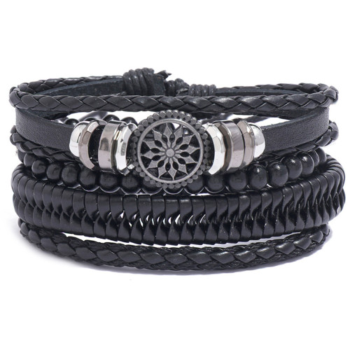 Simple Retro Woven Personalized Leather Bracelet DIY Set of 4 Men's Accessories Cross-Border Accessories Manufacturer Wholesale
