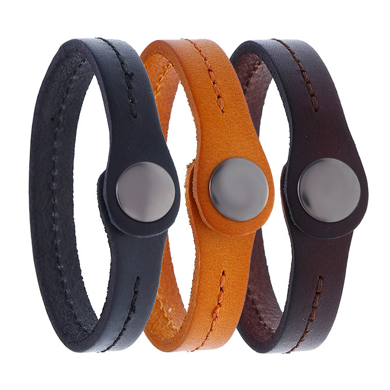 Punk Manufacturer Direct Sale New Style Personality Artistic Simple Retro Cowhide Bracelet Men's Jewelry One Piece Dropshipping