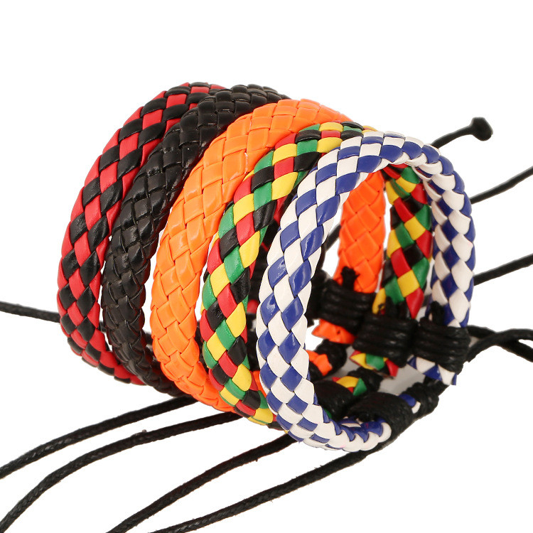 European and American Fashion Trendy Accessories Simple Adjustable Pull Leather Bracelet for Men and Women Internet Celebrity Style Woven Student Bracelet