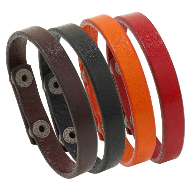 Minimalist INS Style Fashion Versatile Smooth Leather Bracelet European and American Trend Men's Accessories Cross-Border Hot Selling Hand Jewelry