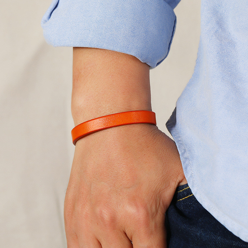 Minimalist INS Style Fashion Versatile Smooth Leather Bracelet European and American Trend Men's Accessories Cross-Border Hot Selling Hand Jewelry