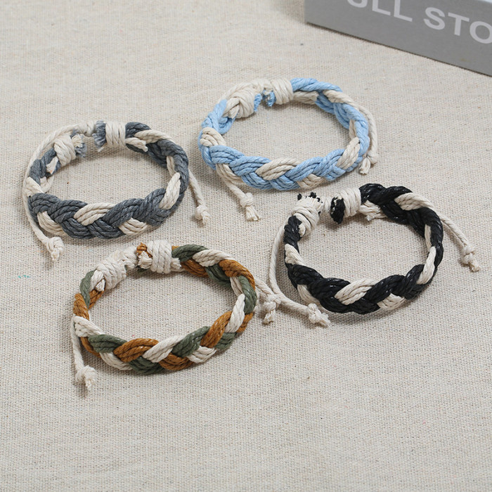 New Colorful Hemp Rope Couple Bracelets Ethnic Style Handmade Woven Bracelets Simple Korean Version Fresh Student Jew...