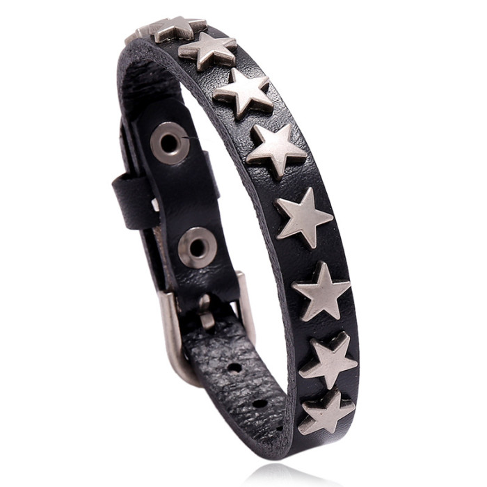 eBay Amazon Punk Retro Accessories New Five-Pointed Star Leather Bracelet Bar Street Dance Accessories