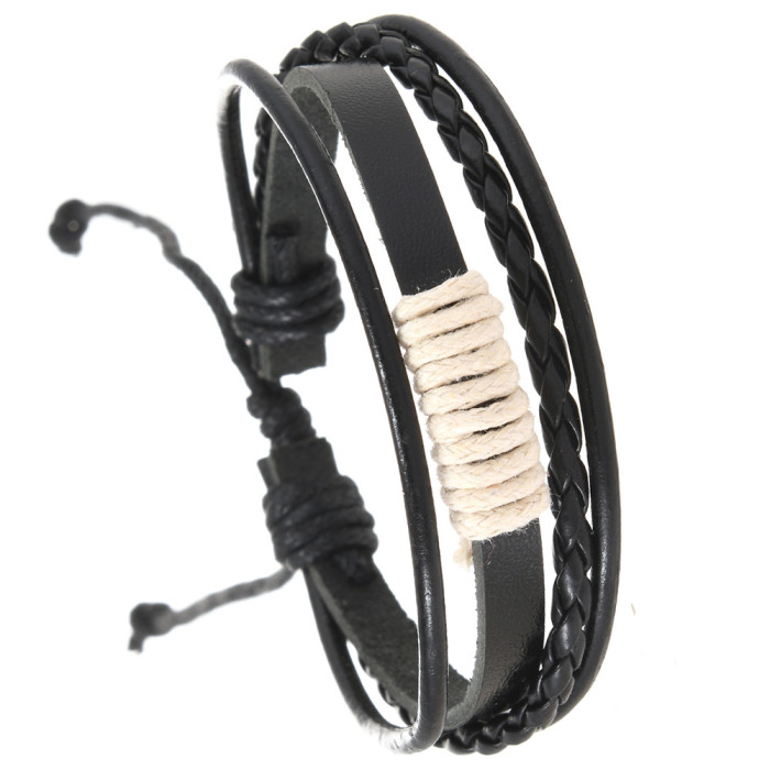 Hot-Selling Jewelry Retro Woven Multi-Layer Cowhide Bracelet Adjustable Stretchable Student Accessories Simple Hand R...