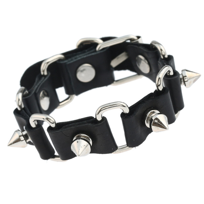 European and American Cross-Border Jewelry Simple New Style Cowhide Bracelet Punk Personality Accessories Trendy Men's Motorcycle Leather Bracelet