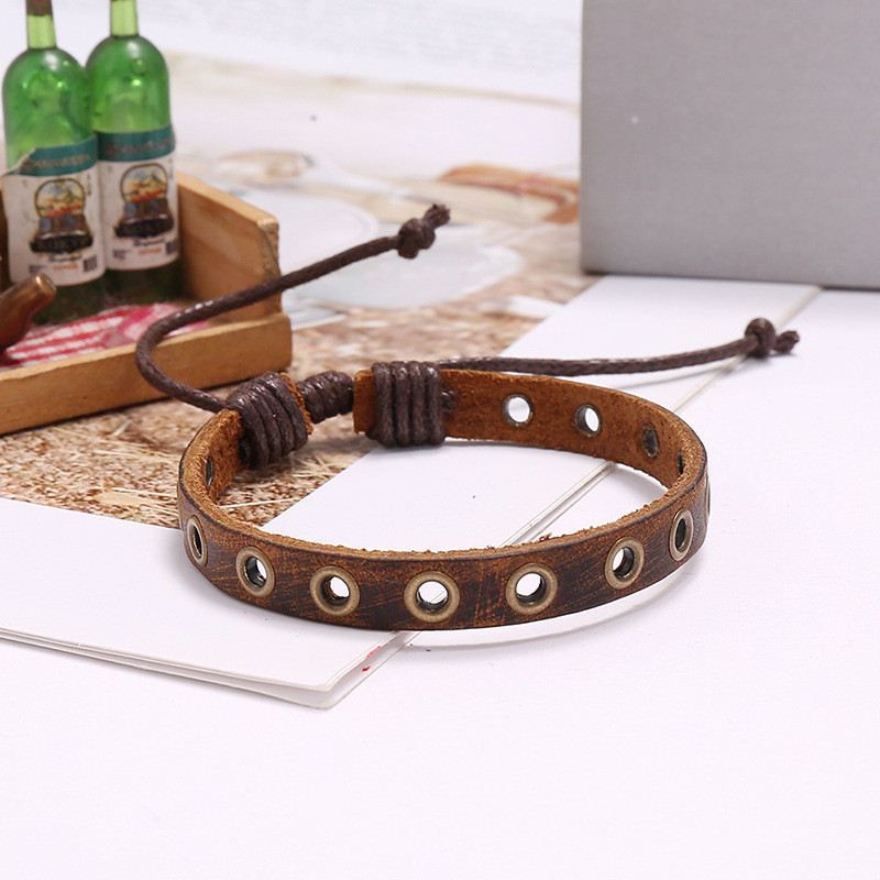 Cross-Border E-commerce Source Hand Jewelry Wholesale Vintage Brown Cowhide Bracelet Men's Woven Leather Accessories