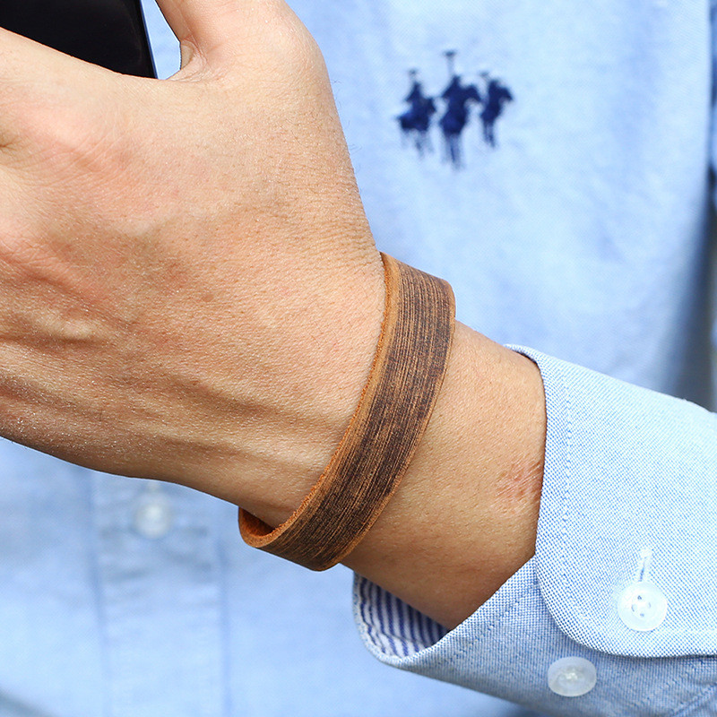Punk Factory Direct Sale Simple Retro Cowhide Bracelet European and American New Style Jewelry Smooth Leather Bracelet One Piece Dropshipping