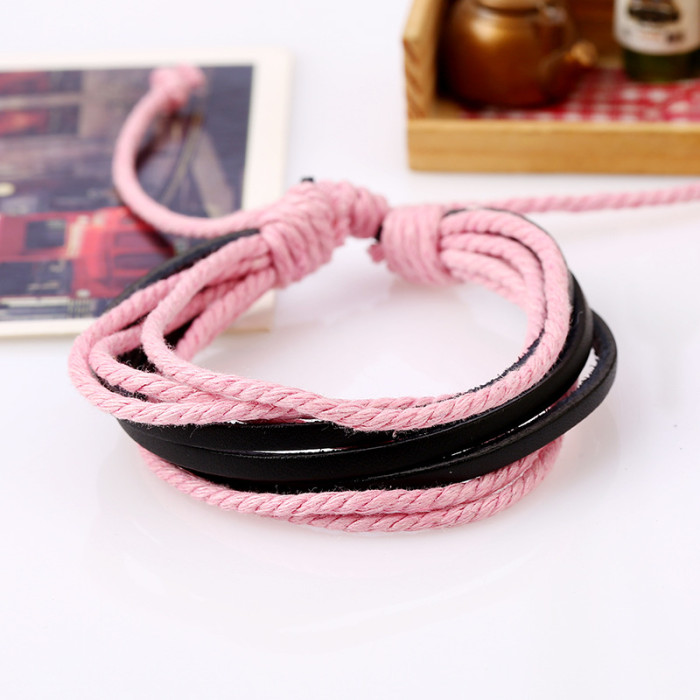 Hot-Selling Accessories Personalized Hand-Woven Multi-Layer Cowhide Bracelet Simple Versatile Unisex Student Hand Jew...