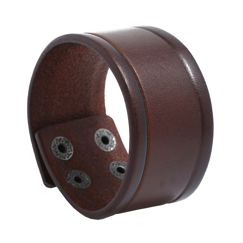 Punk Factory Direct Sale European and American Retro Cowhide Bracelet Creative Simple Men's Punk Genuine Leather Bracelet Cross-Border Supply