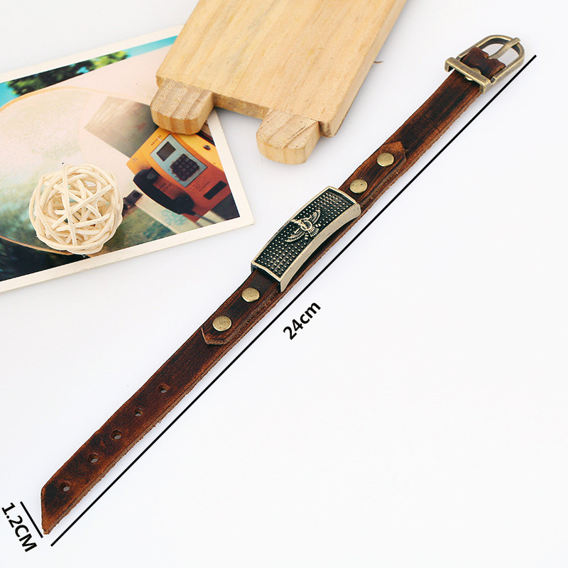 Punk New Retro Alloy Leather Bracelet Adjustable European and American Punk Genuine Leather Bracelet SS048