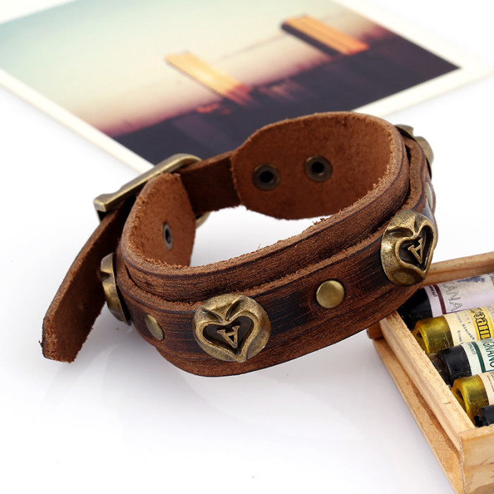 E-commerce Bracelet Personalized Custom Vintage Distressed Men's Leather Bracelet Source Manufacturer Fast Shipping