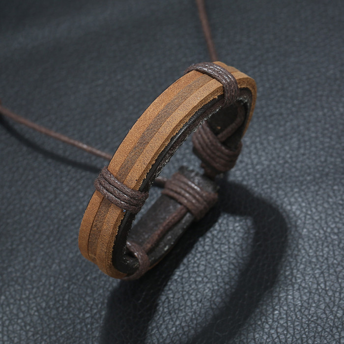 New Style Accessories Punk Factory Direct Sale Retro Cowhide Bracelet Simple Woven Genuine Leather Bracelet Wholesale
