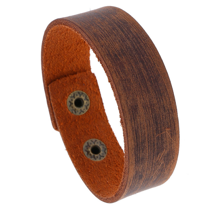 Punk Factory Direct Sale Simple Retro Cowhide Bracelet New Style Accessories Smooth Leather Bracelet Supply